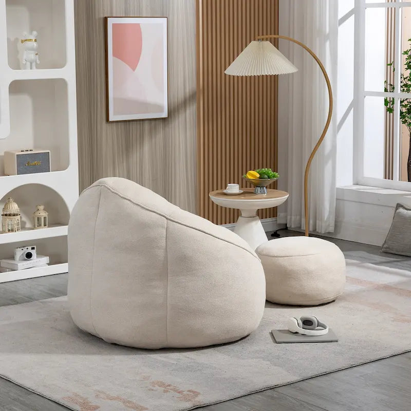 Beige Modern Microfiber Upholstered Accent Chair with Soft Cushion