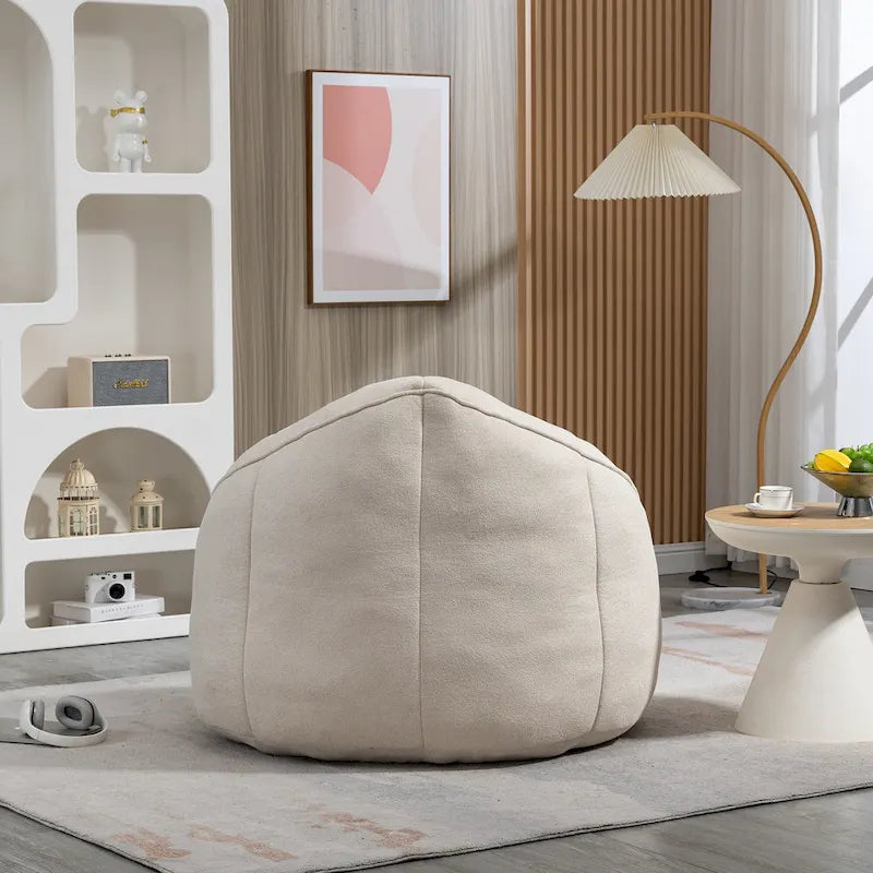 Beige Modern Microfiber Upholstered Accent Chair with Soft Cushion