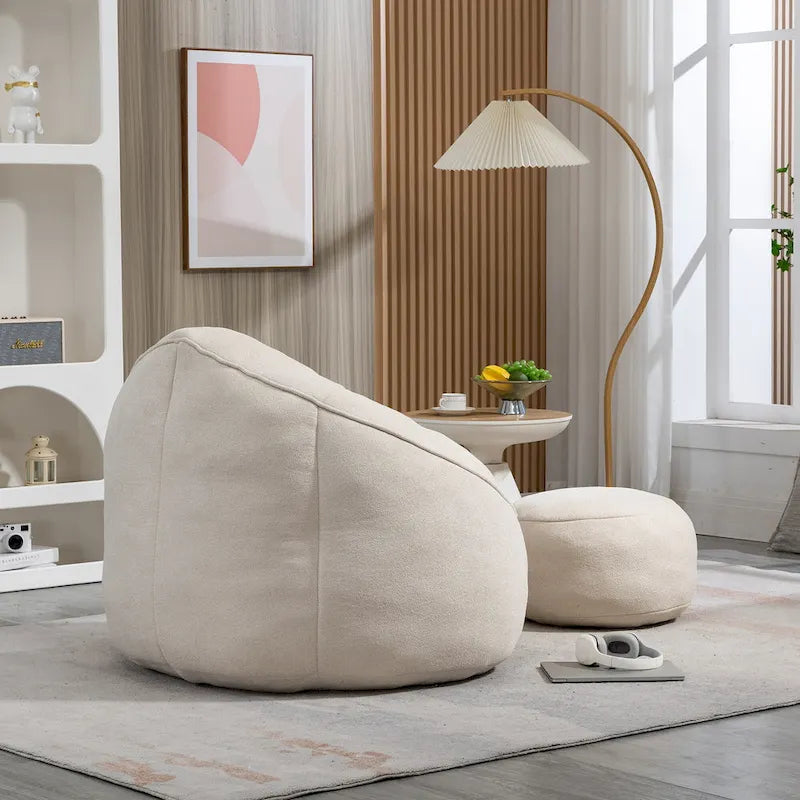 Beige Modern Microfiber Upholstered Accent Chair with Soft Cushion