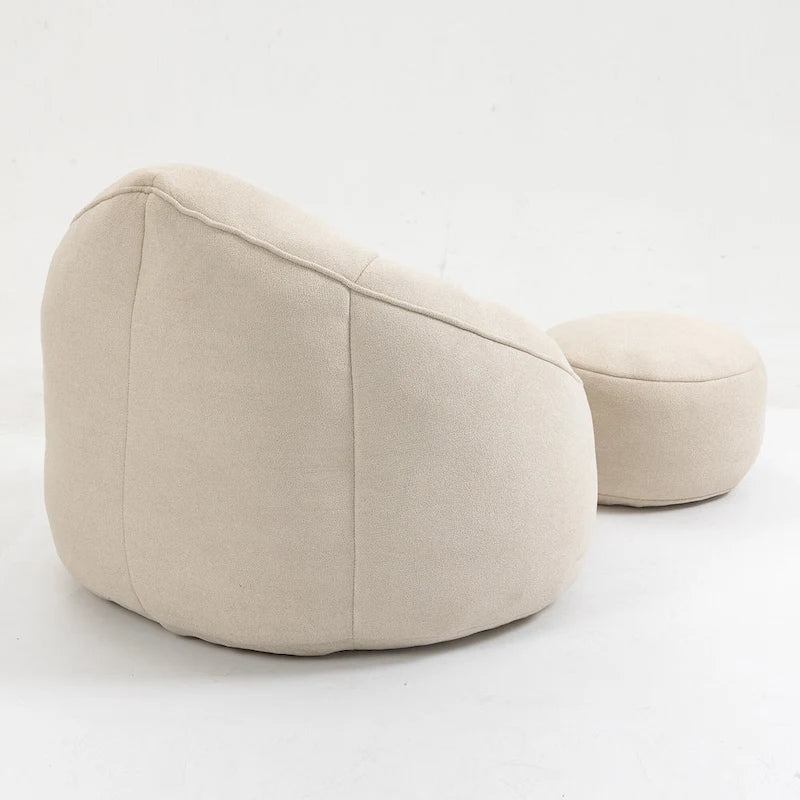 Beige Modern Microfiber Upholstered Accent Chair with Soft Cushion