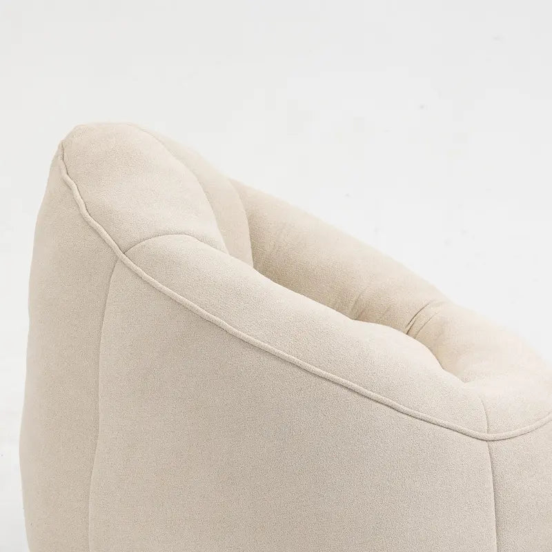 Beige Modern Microfiber Upholstered Accent Chair with Soft Cushion