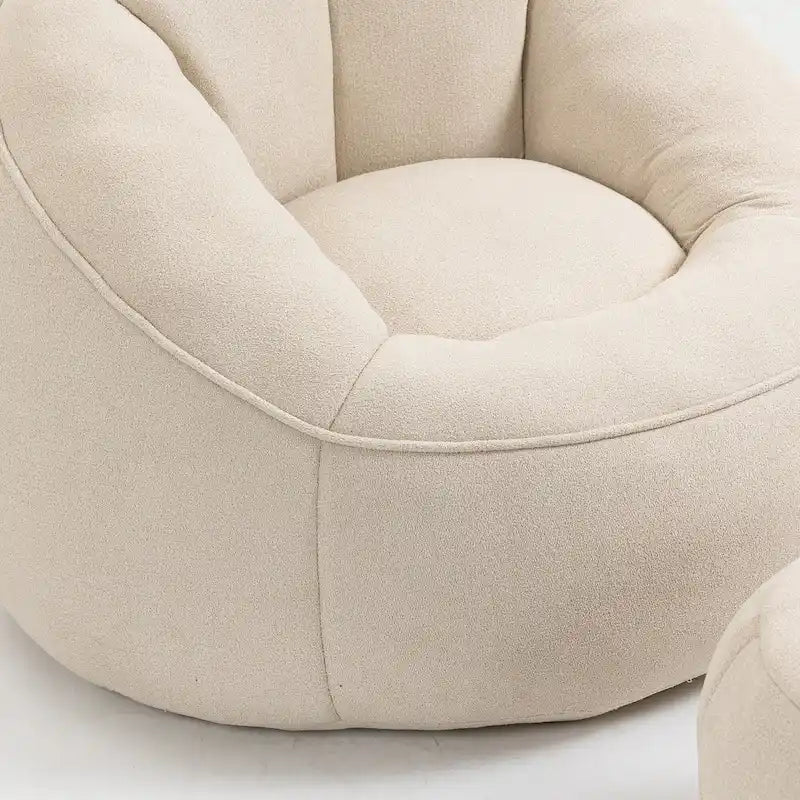 Beige Modern Microfiber Upholstered Accent Chair with Soft Cushion