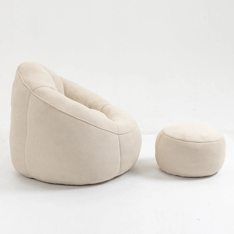 Beige Modern Microfiber Upholstered Accent Chair with Soft Cushion