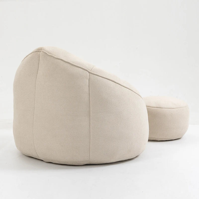 Beige Modern Microfiber Upholstered Accent Chair with Soft Cushion