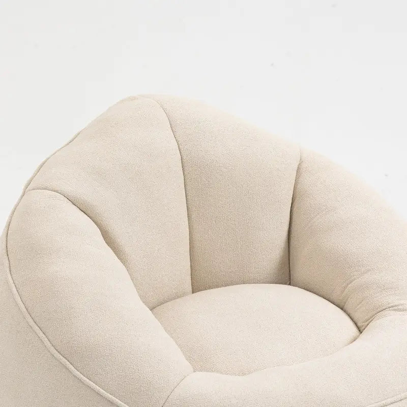 Beige Modern Microfiber Upholstered Accent Chair with Soft Cushion