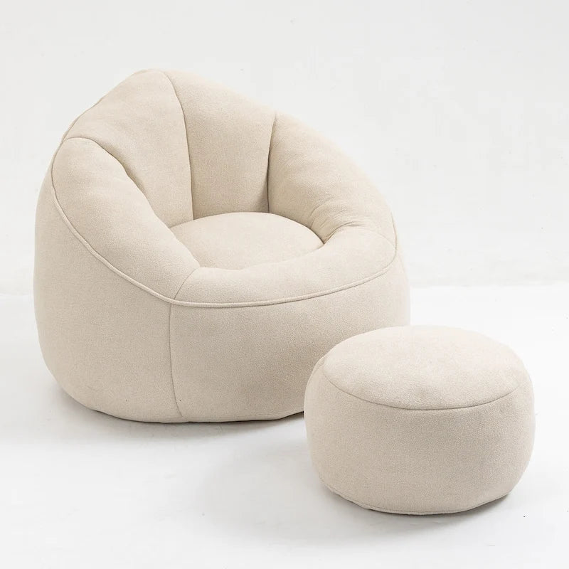 Beige Modern Microfiber Upholstered Accent Chair with Soft Cushion