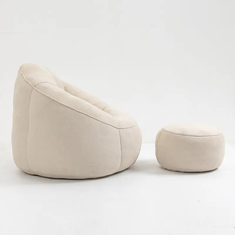 Beige Modern Microfiber Upholstered Accent Chair with Soft Cushion
