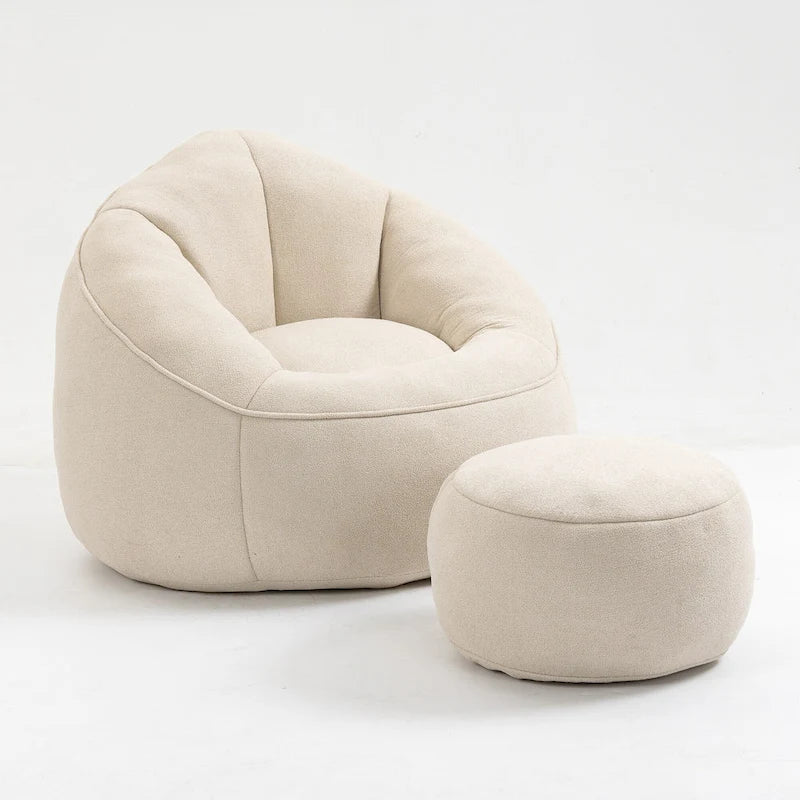 Beige Modern Microfiber Upholstered Accent Chair with Soft Cushion