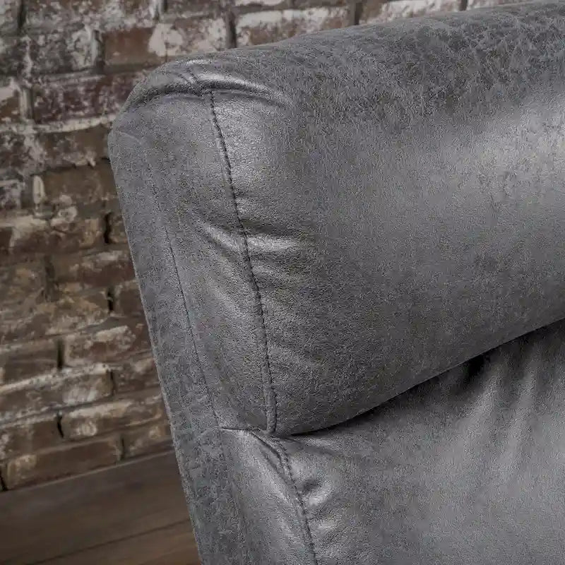 Slate Microfiber Recliner Loveseat Chair Tufted Back Plush Cushion
