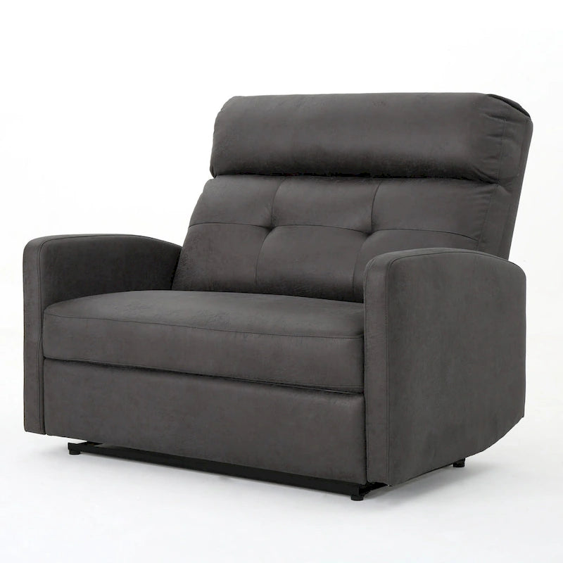 Slate Microfiber Recliner Loveseat Chair Tufted Back Plush Cushion