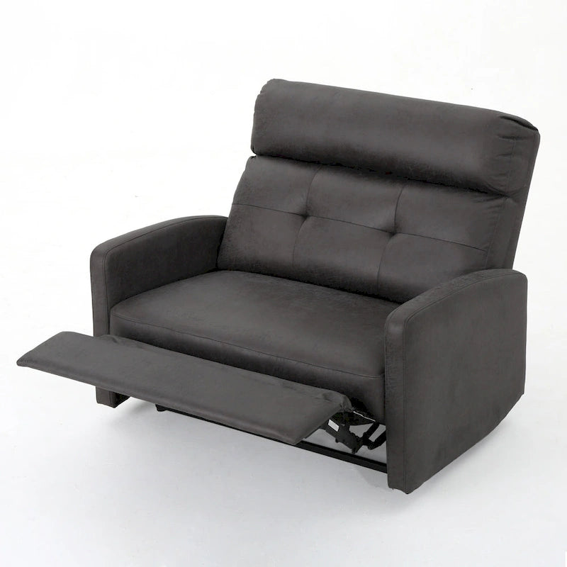 Slate Microfiber Recliner Loveseat Chair Tufted Back Plush Cushion