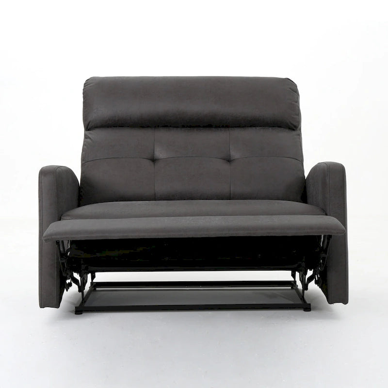 Slate Microfiber Recliner Loveseat Chair Tufted Back Plush Cushion