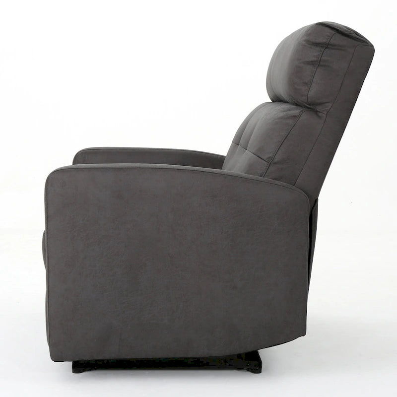 Slate Microfiber Recliner Loveseat Chair Tufted Back Plush Cushion