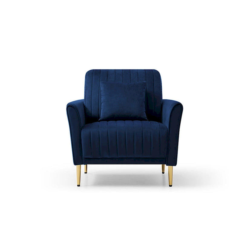 Tufted Velvet Upholstered Accent Armchair with Gold Metal Legs
