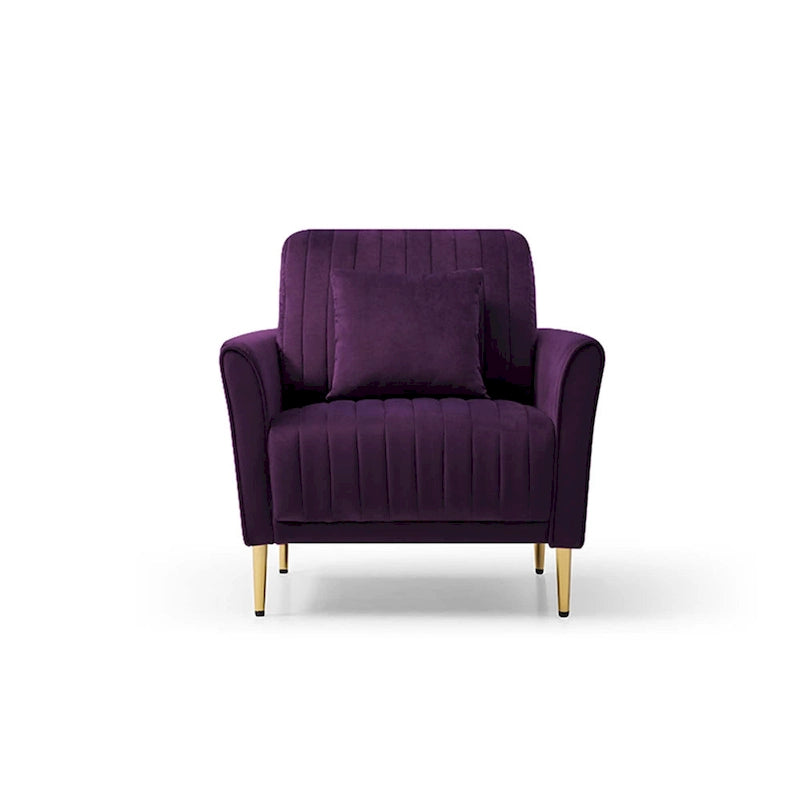 Tufted Velvet Upholstered Accent Armchair with Gold Metal Legs