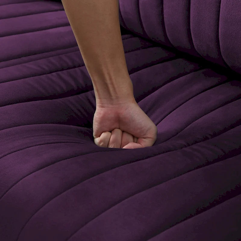 Tufted Velvet Upholstered Accent Armchair with Gold Metal Legs
