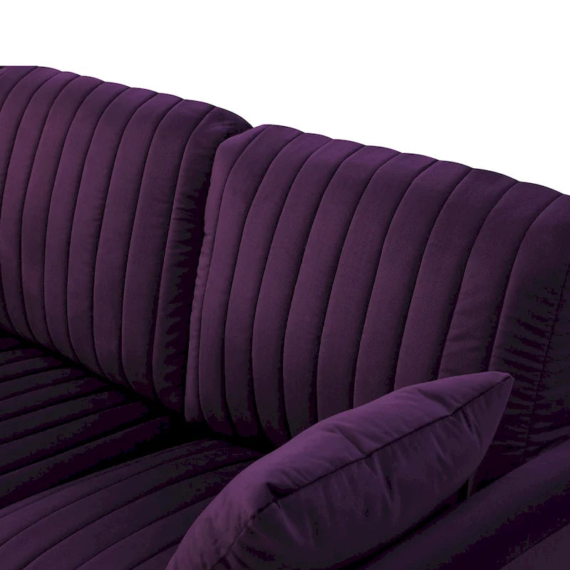 Tufted Velvet Upholstered Accent Armchair with Gold Metal Legs