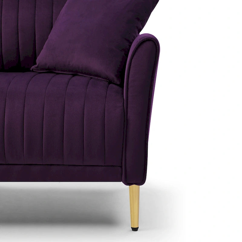 Tufted Velvet Upholstered Accent Armchair with Gold Metal Legs