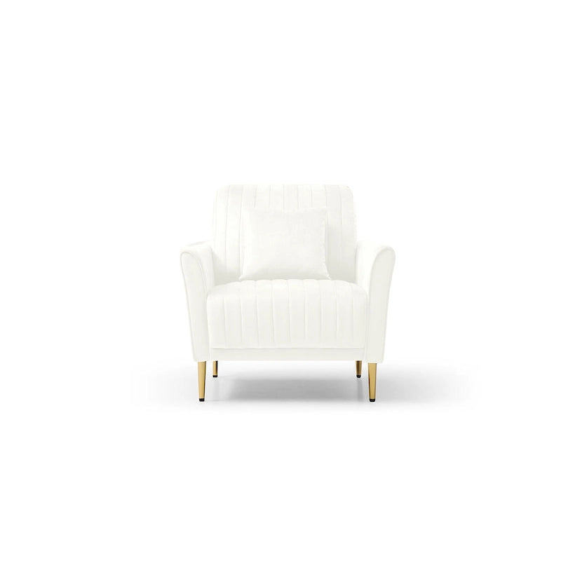 Tufted Velvet Upholstered Accent Armchair with Gold Metal Legs
