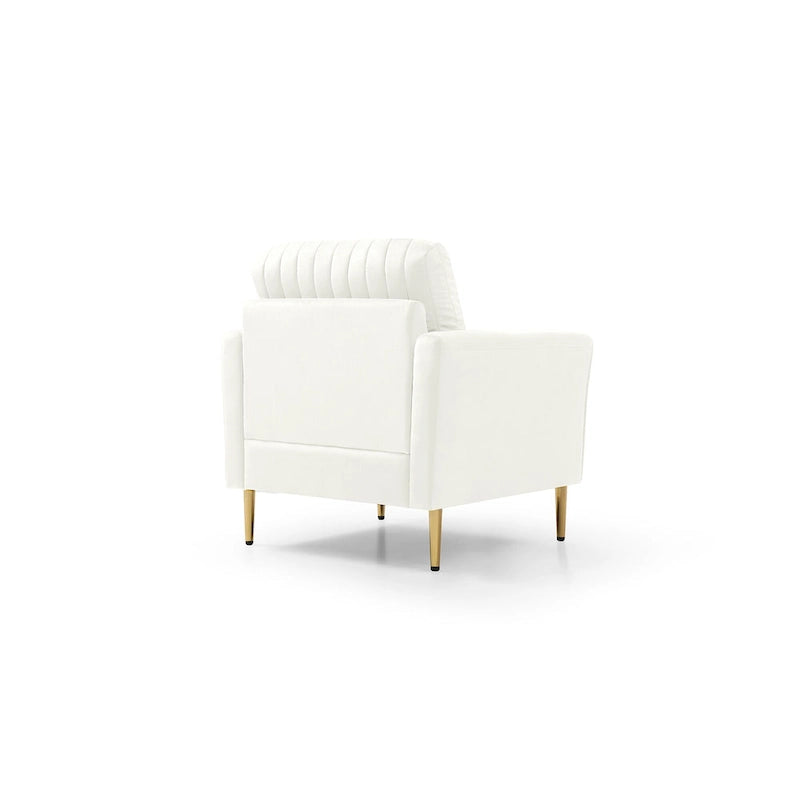 Tufted Velvet Upholstered Accent Armchair with Gold Metal Legs