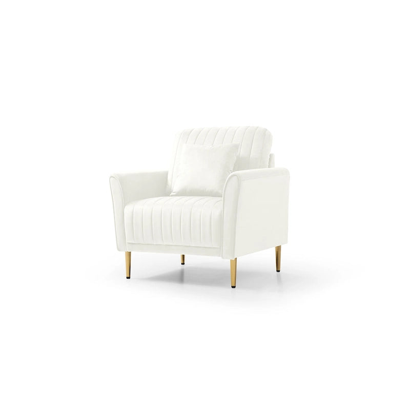 Tufted Velvet Upholstered Accent Armchair with Gold Metal Legs
