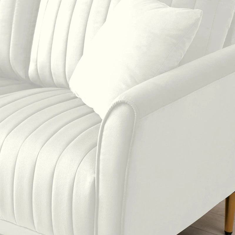 Tufted Velvet Upholstered Accent Armchair with Gold Metal Legs