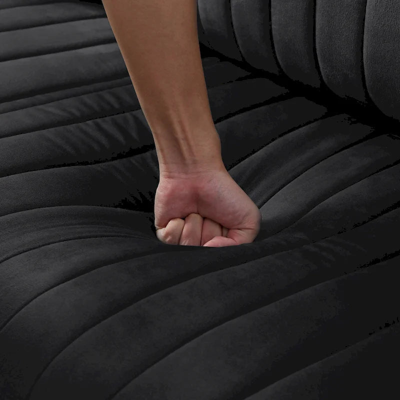 Tufted Velvet Upholstered Accent Armchair with Gold Metal Legs