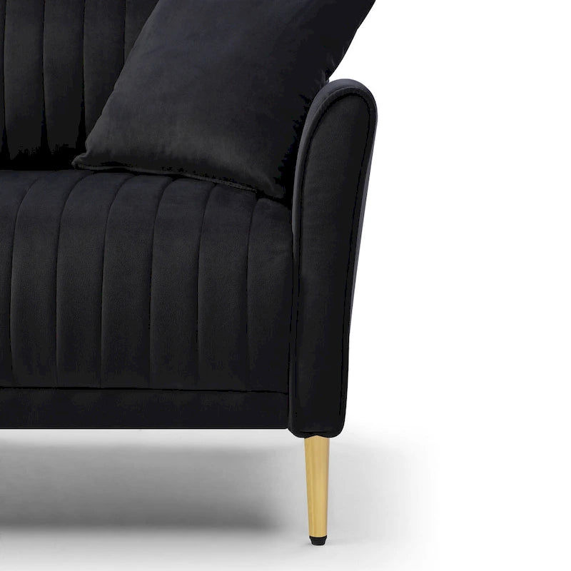 Tufted Velvet Upholstered Accent Armchair with Gold Metal Legs