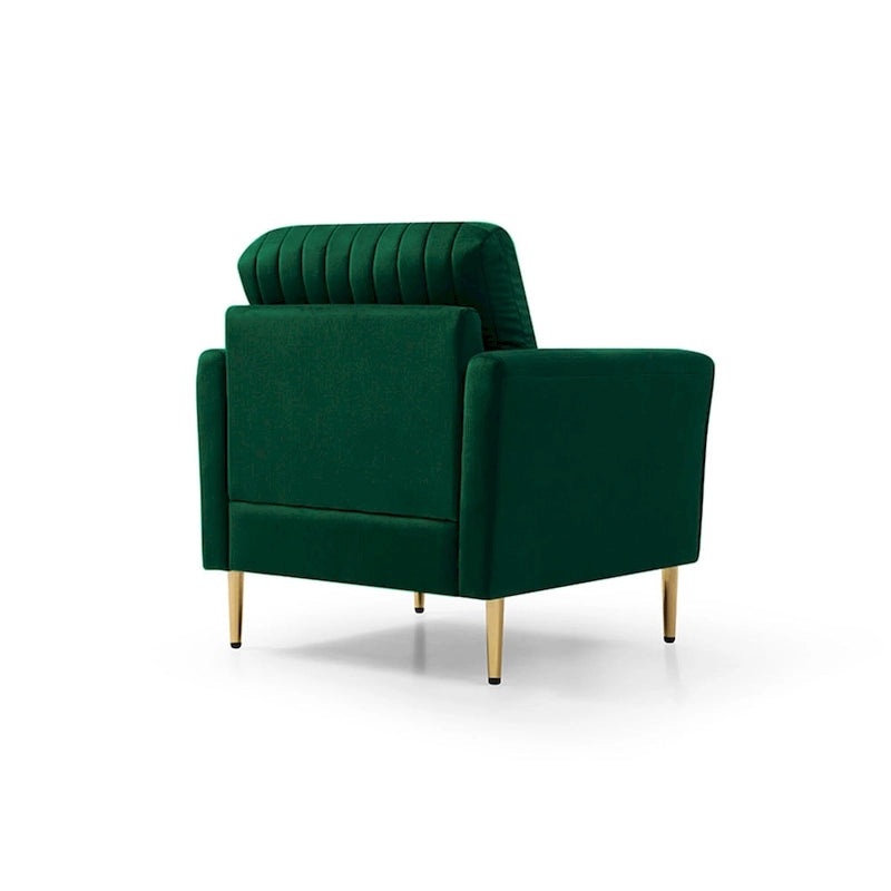 Tufted Velvet Upholstered Accent Armchair with Gold Metal Legs