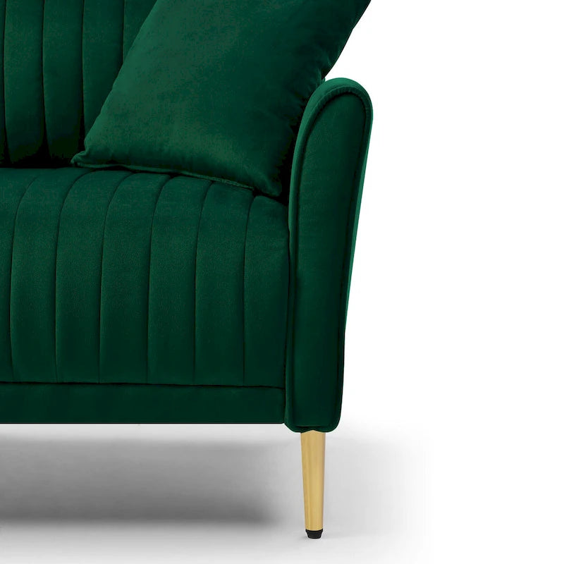 Tufted Velvet Upholstered Accent Armchair with Gold Metal Legs