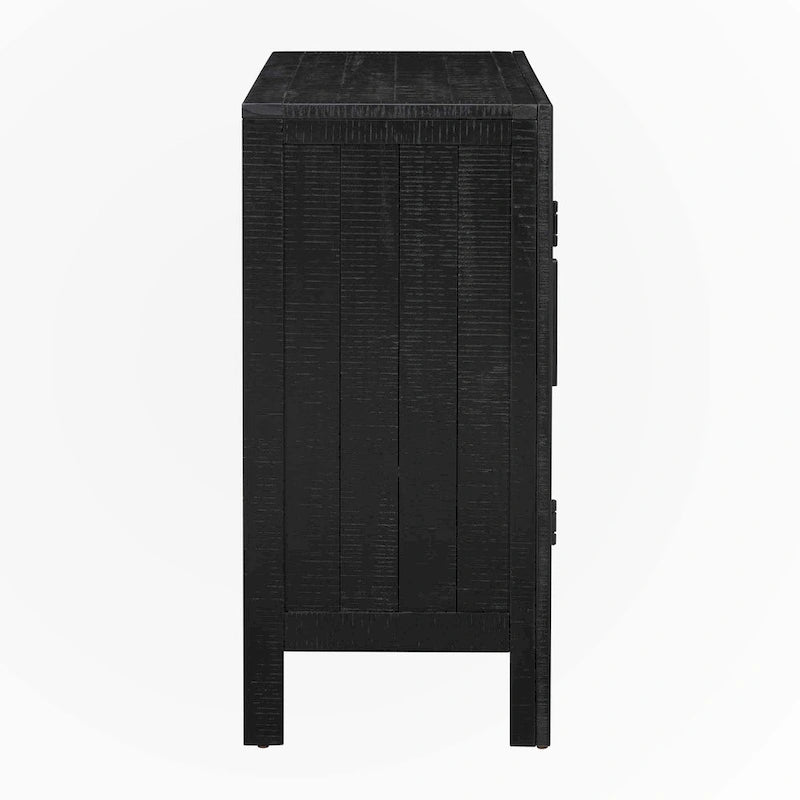 Black Double Door Accent Storage Cabinet with Herringbone Pattern