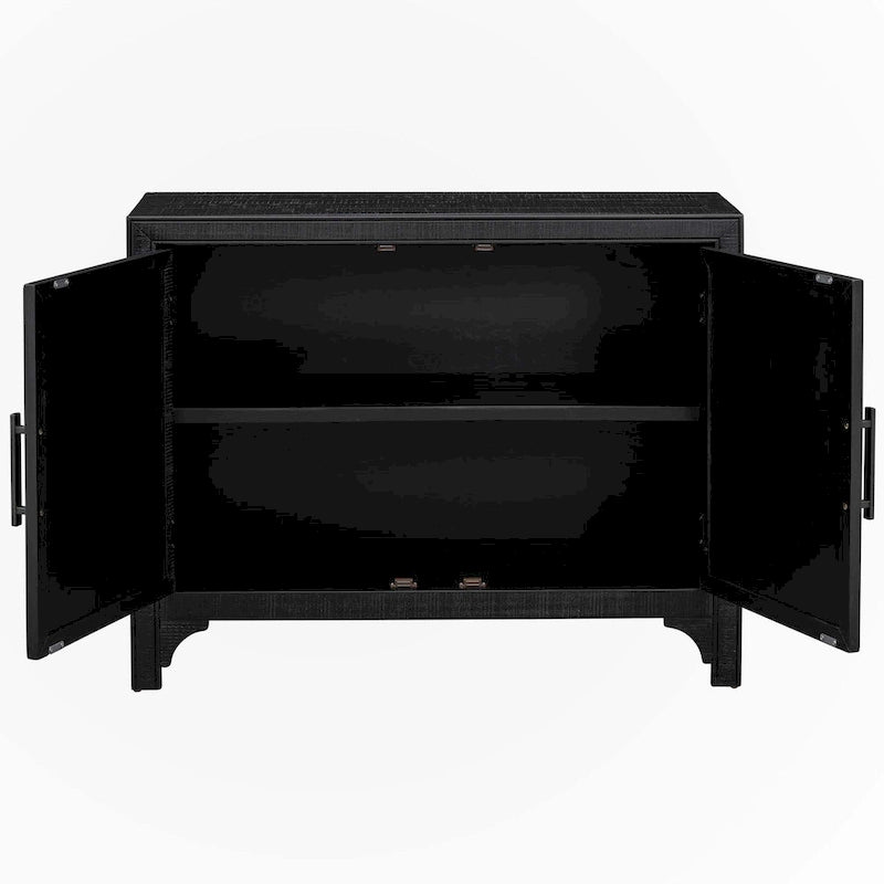 Black Double Door Accent Storage Cabinet with Herringbone Pattern
