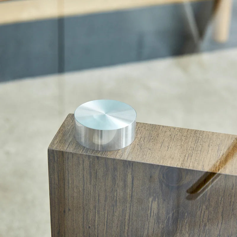 Rectangular Glass Top Coffee Table with Sculptural Wood Base