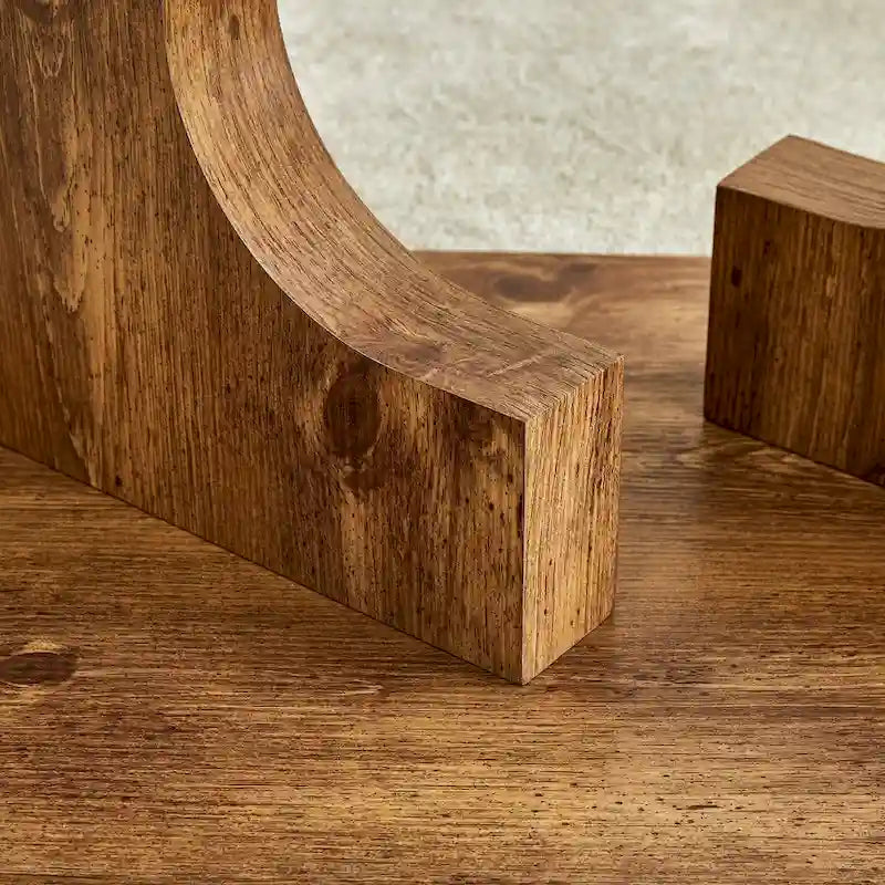 Rectangular Glass Top Coffee Table with Sculptural Wood Base