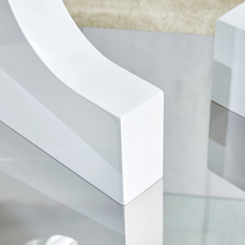 Rectangular Glass Top Coffee Table with Sculptural Wood Base