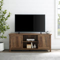 58-Inch Groove Door TV Stand with Open Shelves and Wire Management