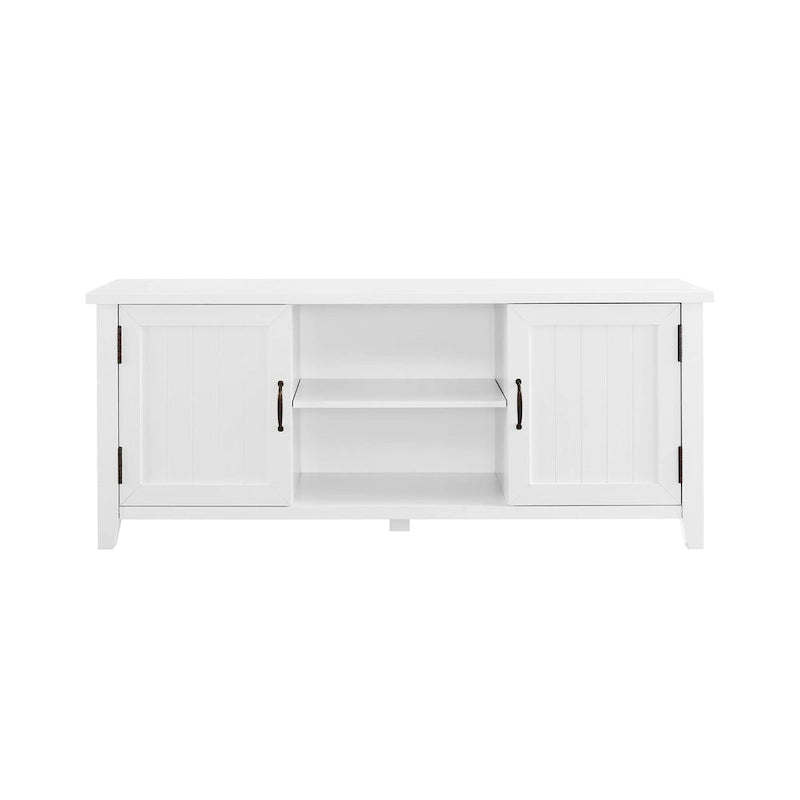 58-Inch Groove Door TV Stand with Open Shelves and Wire Management