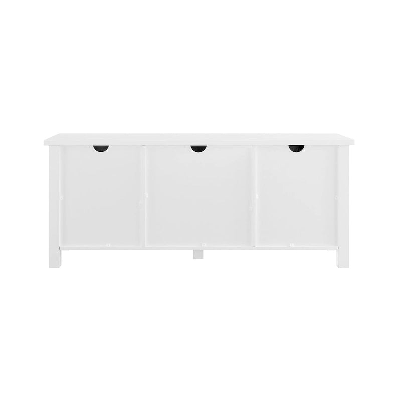 58-Inch Groove Door TV Stand with Open Shelves and Wire Management
