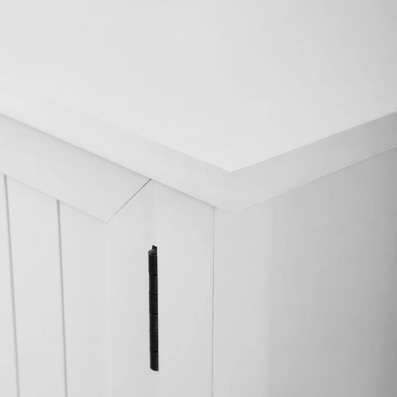 58-Inch Groove Door TV Stand with Open Shelves and Wire Management