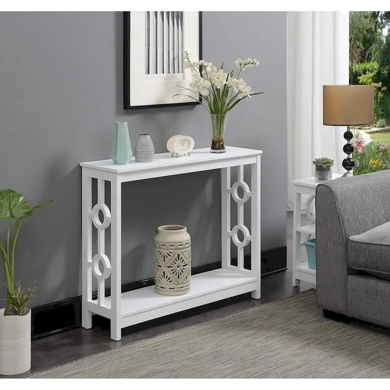 Two-Tier Ring Console Table with Shelf, Contemporary Accent Display