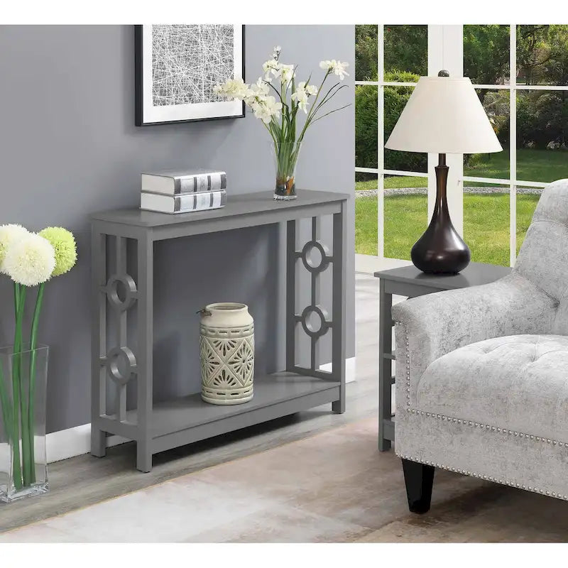 Two-Tier Ring Console Table with Shelf, Contemporary Accent Display