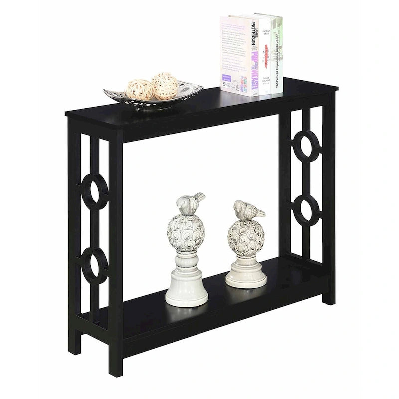 Two-Tier Ring Console Table with Shelf, Contemporary Accent Display