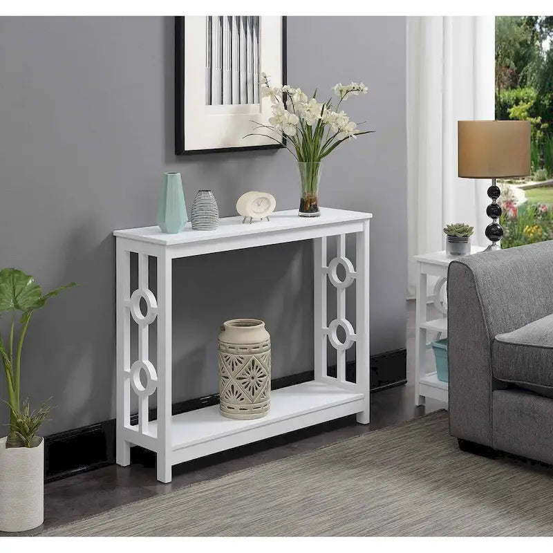 Two-Tier Ring Console Table with Shelf, Contemporary Accent Display