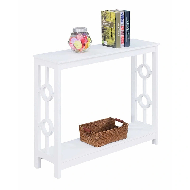 Two-Tier Ring Console Table with Shelf, Contemporary Accent Display