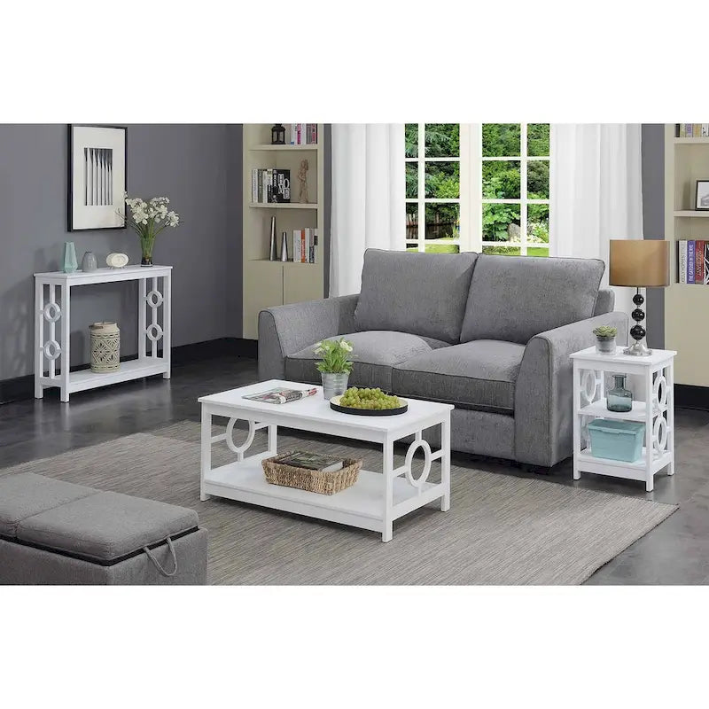 Two-Tier Ring Console Table with Shelf, Contemporary Accent Display