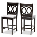 Upholstered Counter Stool with Cut-Out Back and Espresso Wood Frame