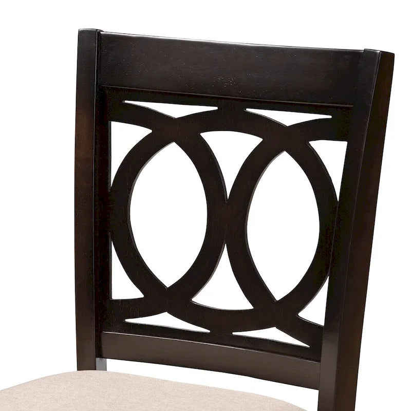 Upholstered Counter Stool with Cut-Out Back and Espresso Wood Frame