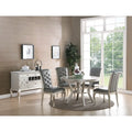 Button Tufted High Back Upholstered Dining Chair with Silver Wood Legs, Gray