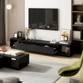 Extendable TV Stand with 3 Drawers Black White Modern Living Room