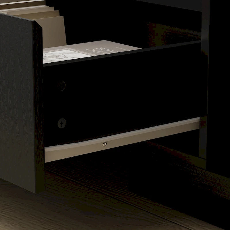 Extendable TV Stand with 3 Drawers Black White Modern Living Room